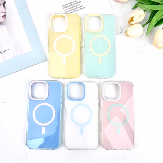 für iPhone 15 PRO kompatibel mit Magsafe Clear Phone Case TPU + Acryl Hybrid Shell Kickstand Cover